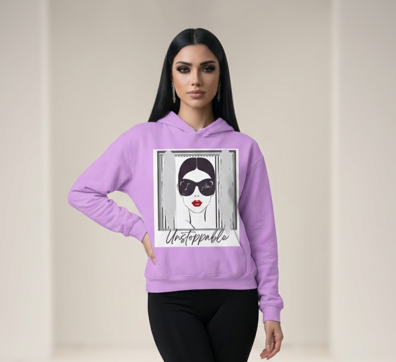 I AM STRONG Collection by Apparel DLB, Unstoppable Woman with Sunglasses Graphic apparel