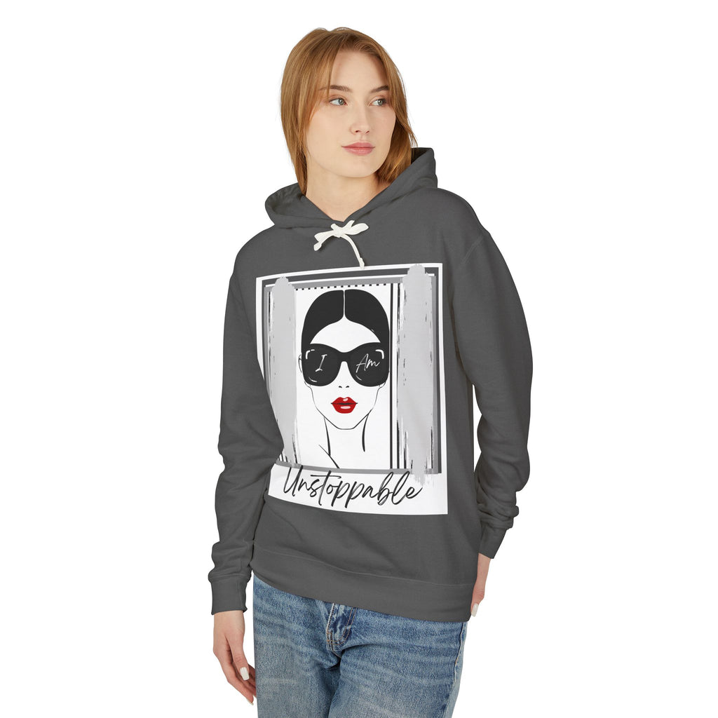 Unstoppable Graphic hoodie with woman's face and sunglasses