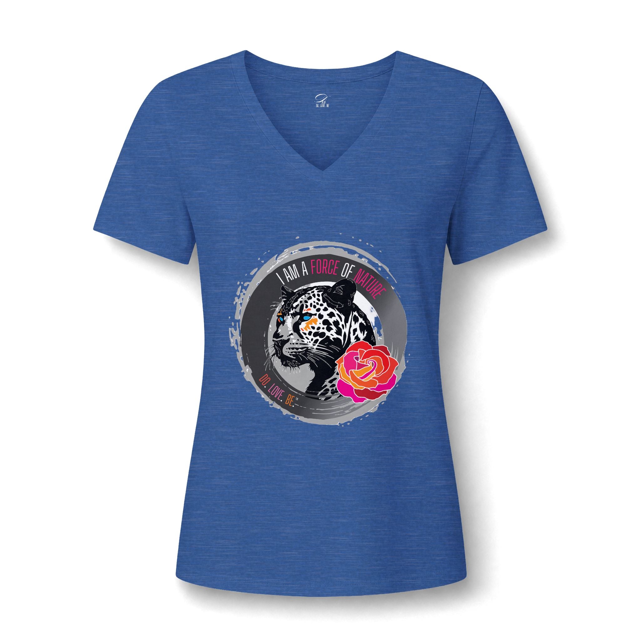Leopard & Rose V-Neck Tee, I Am A Force Of Nature Women's Graphic Shirt