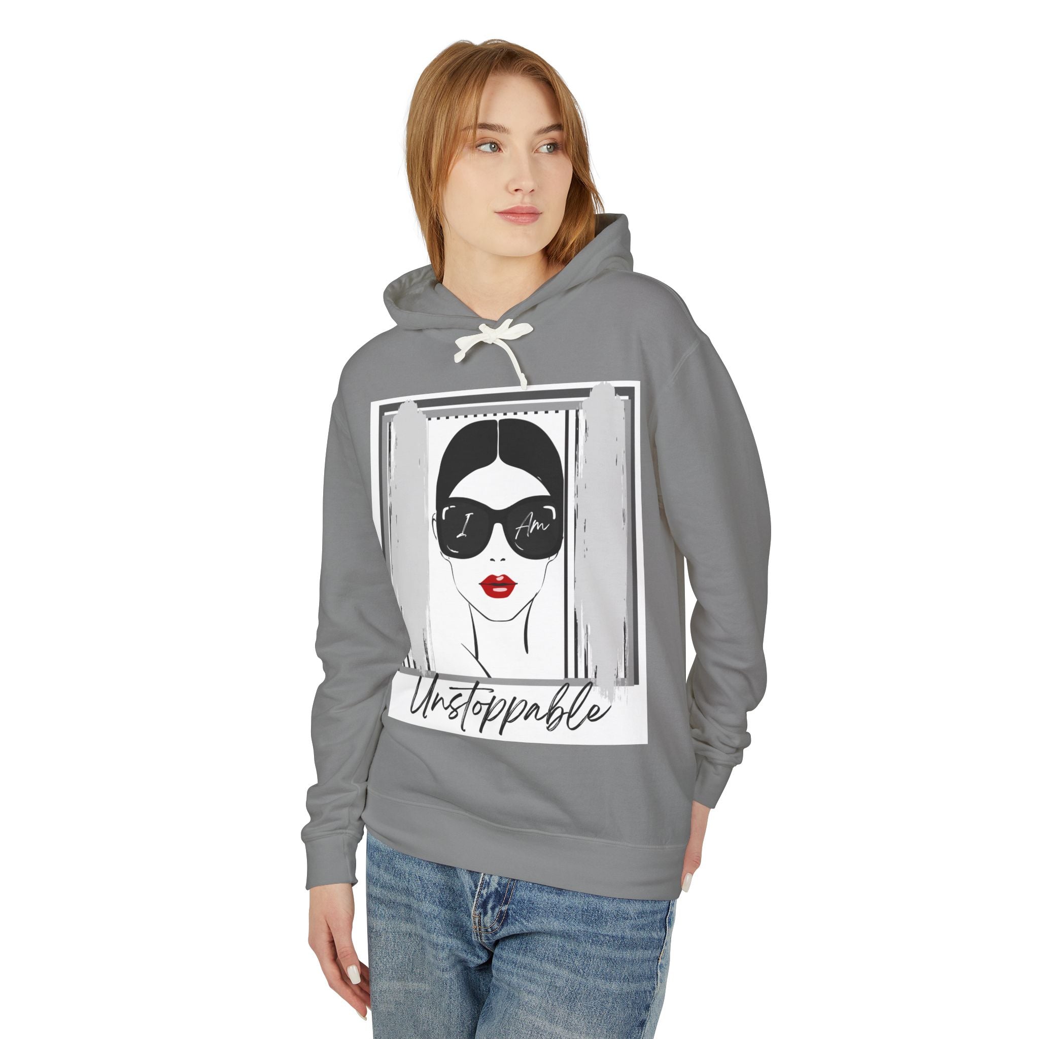 Unstoppable Graphic hoodie with woman's face and sunglasses