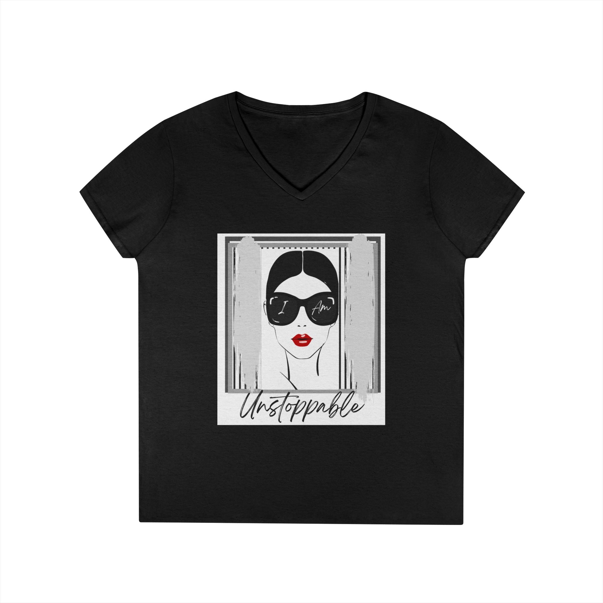 Unstoppable Graphic tee with a woman's face and sunglasses