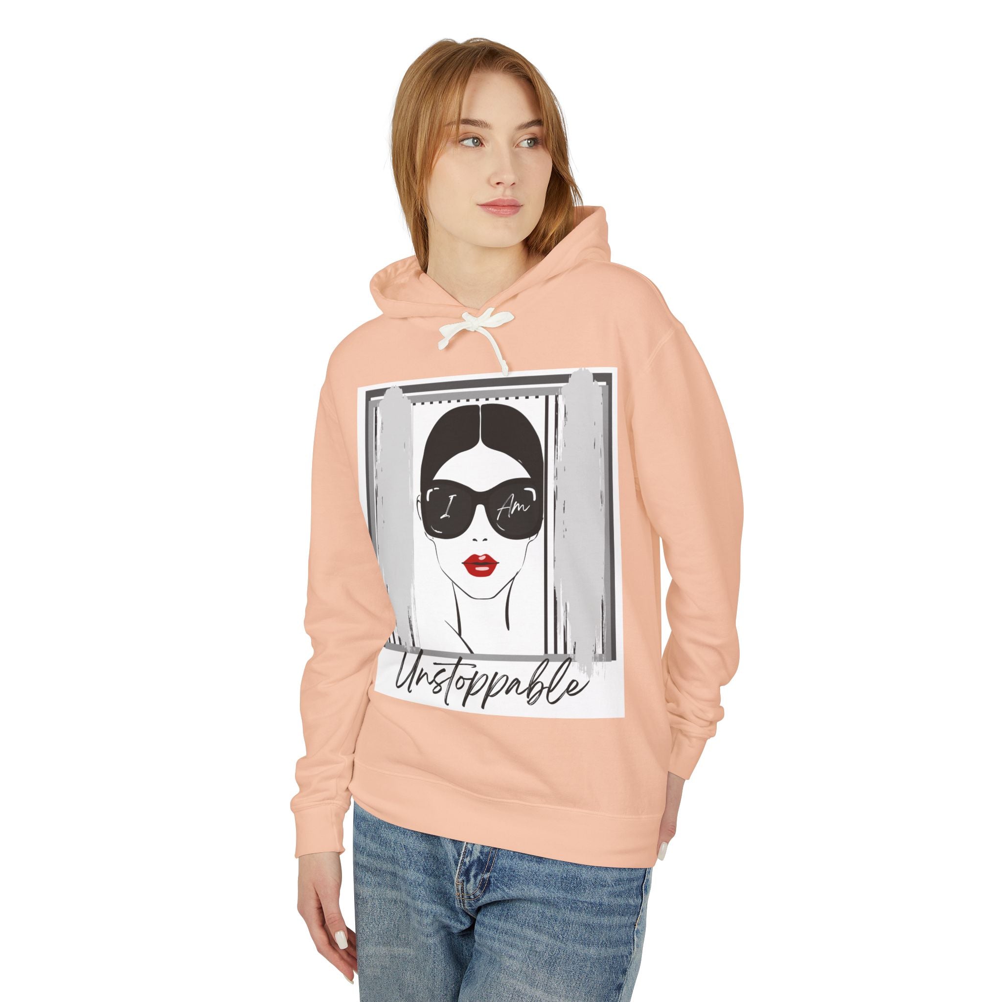 Unstoppable Graphic hoodie with woman's face and sunglasses