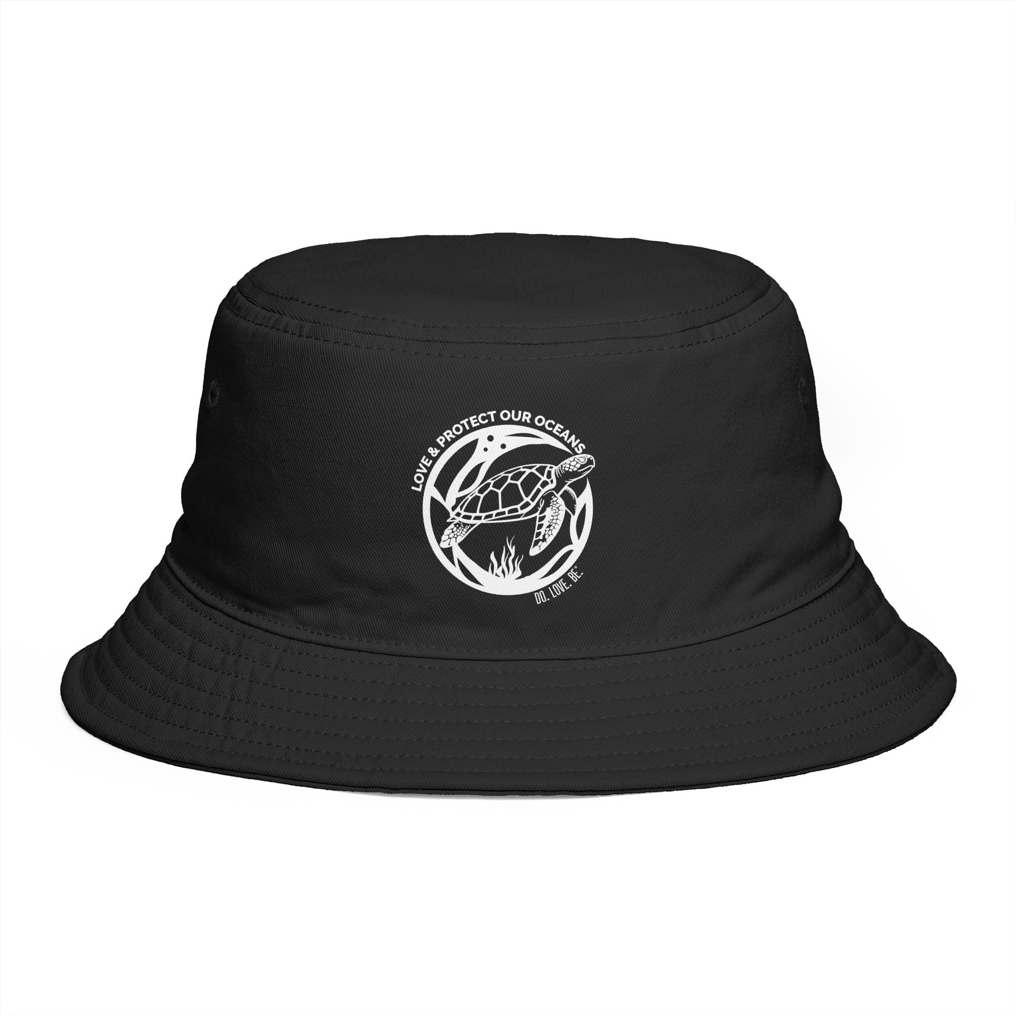 Sea Turtle Bucket Hat for Women, Ocean Conservation White