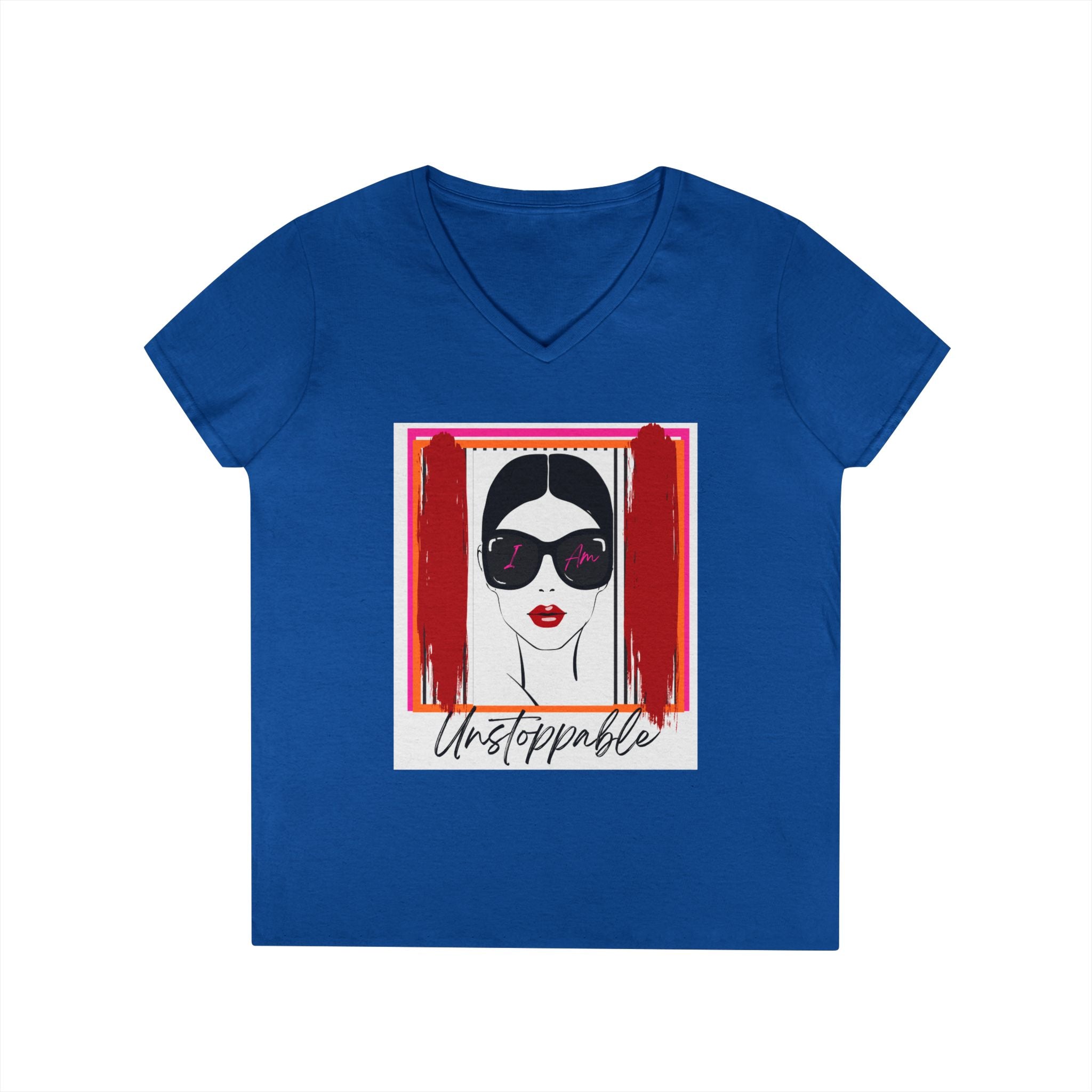 Unstoppable Graphic tee with a woman's face and sunglasses