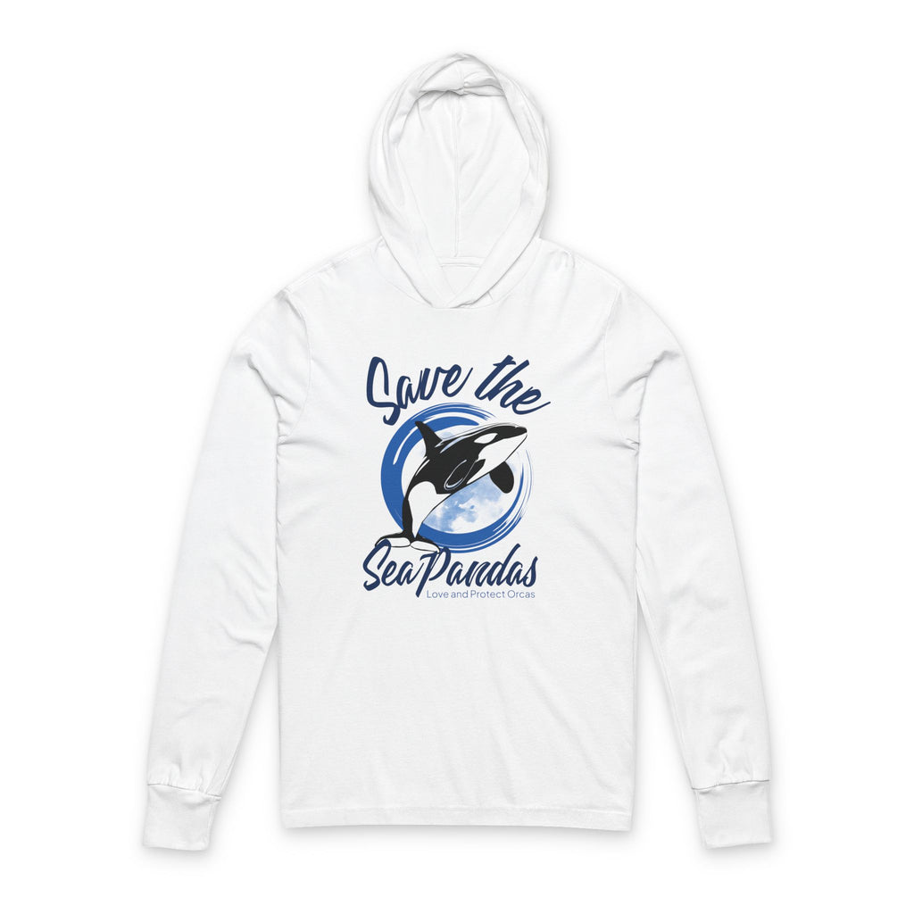 Save the Sea Pandas Hooded Long Sleeve Tee — Orca Conservation Graphic Top: Light colors