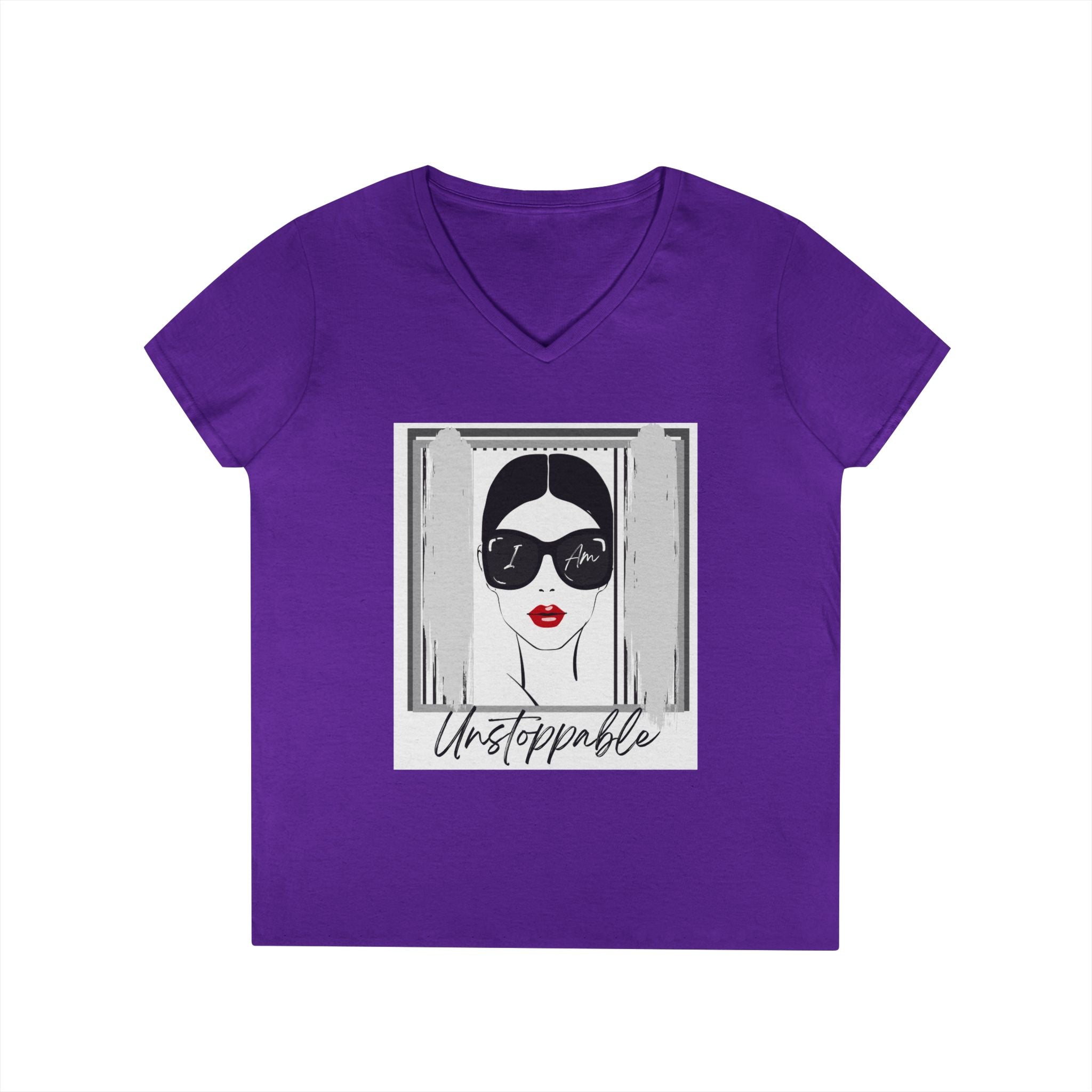 Unstoppable Graphic tee with a woman's face and sunglasses