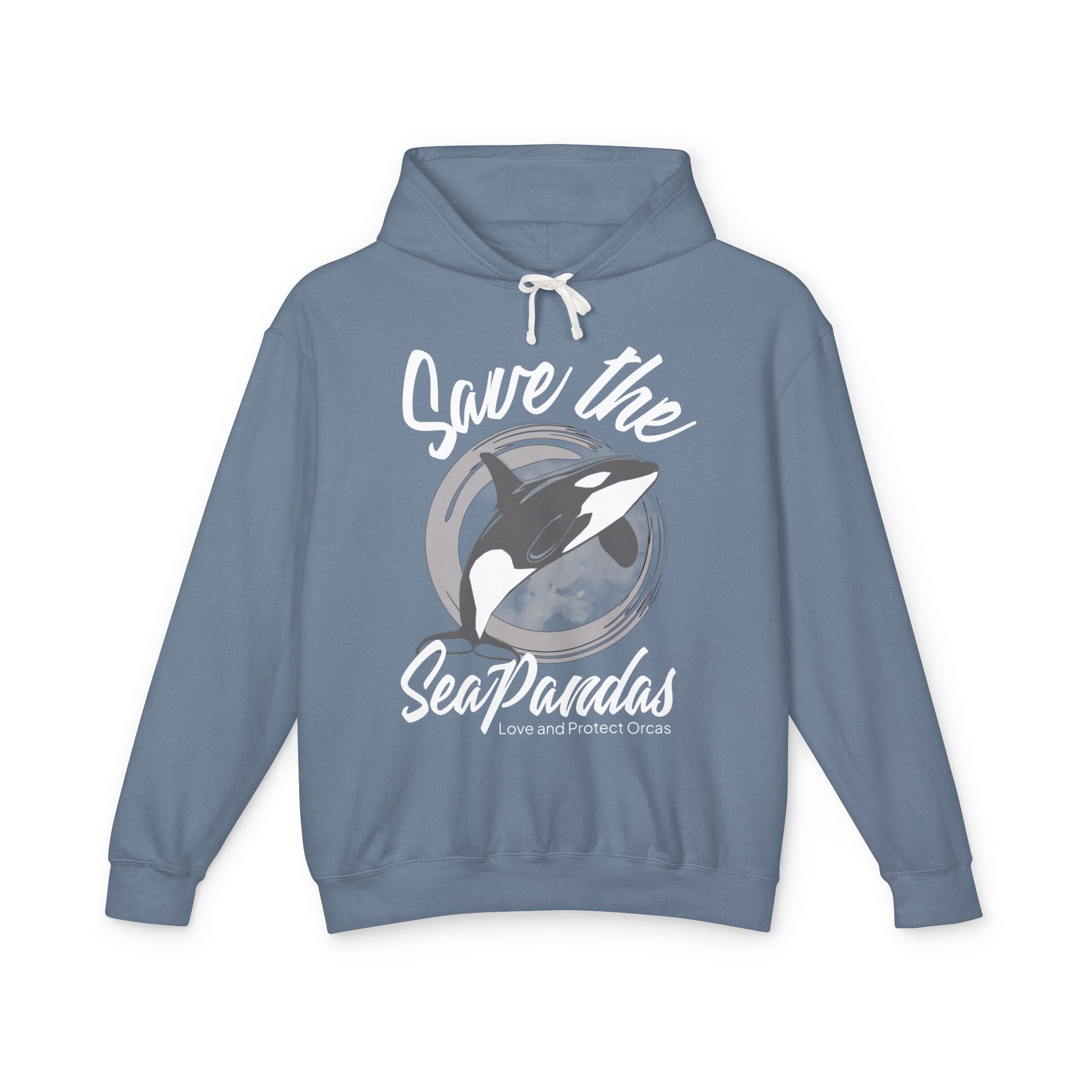 Save the Sea Pandas (Orcas) Fashion Hoodie — Orca Whale Graphic Pullover: Grey