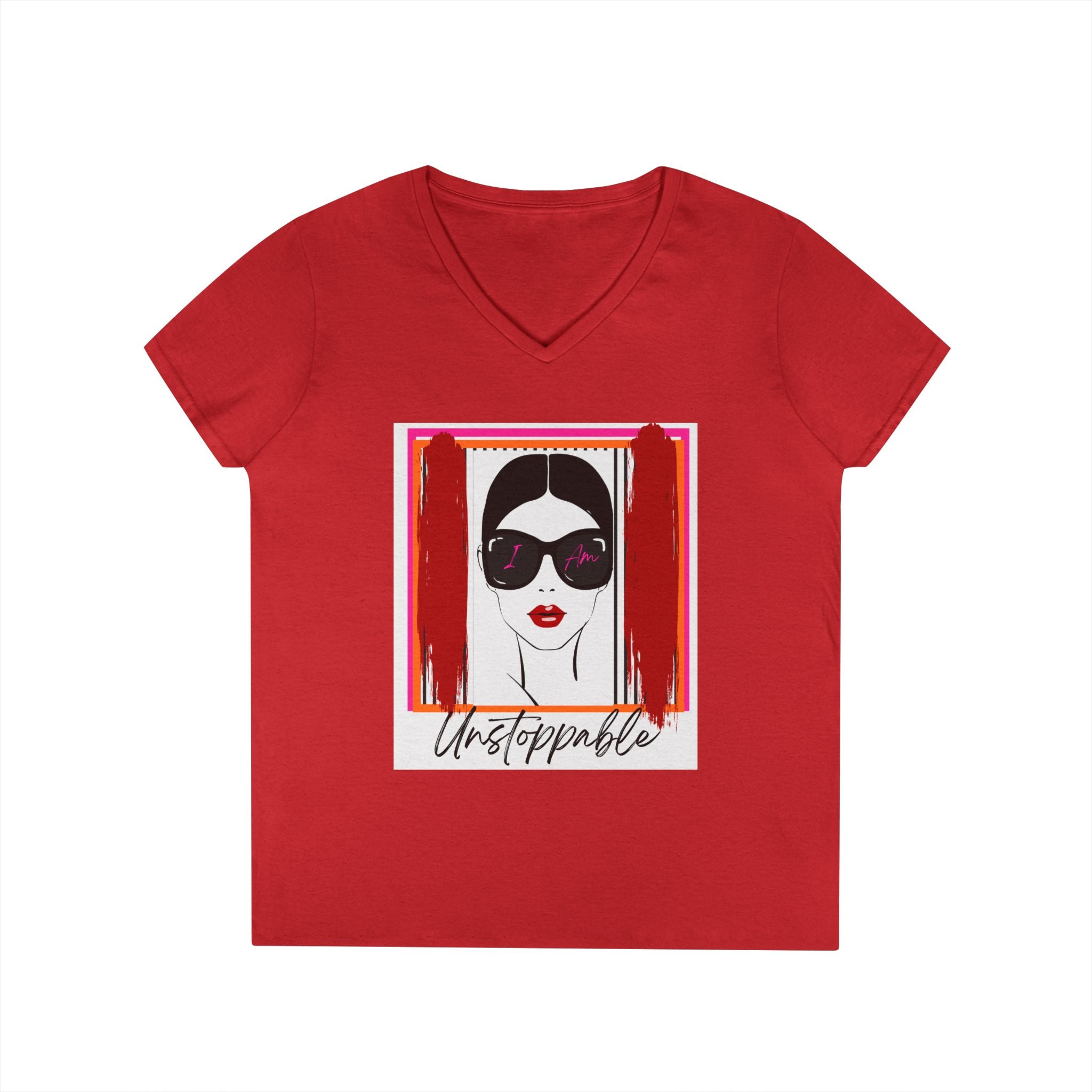 Unstoppable Graphic tee with a woman's face and sunglasses