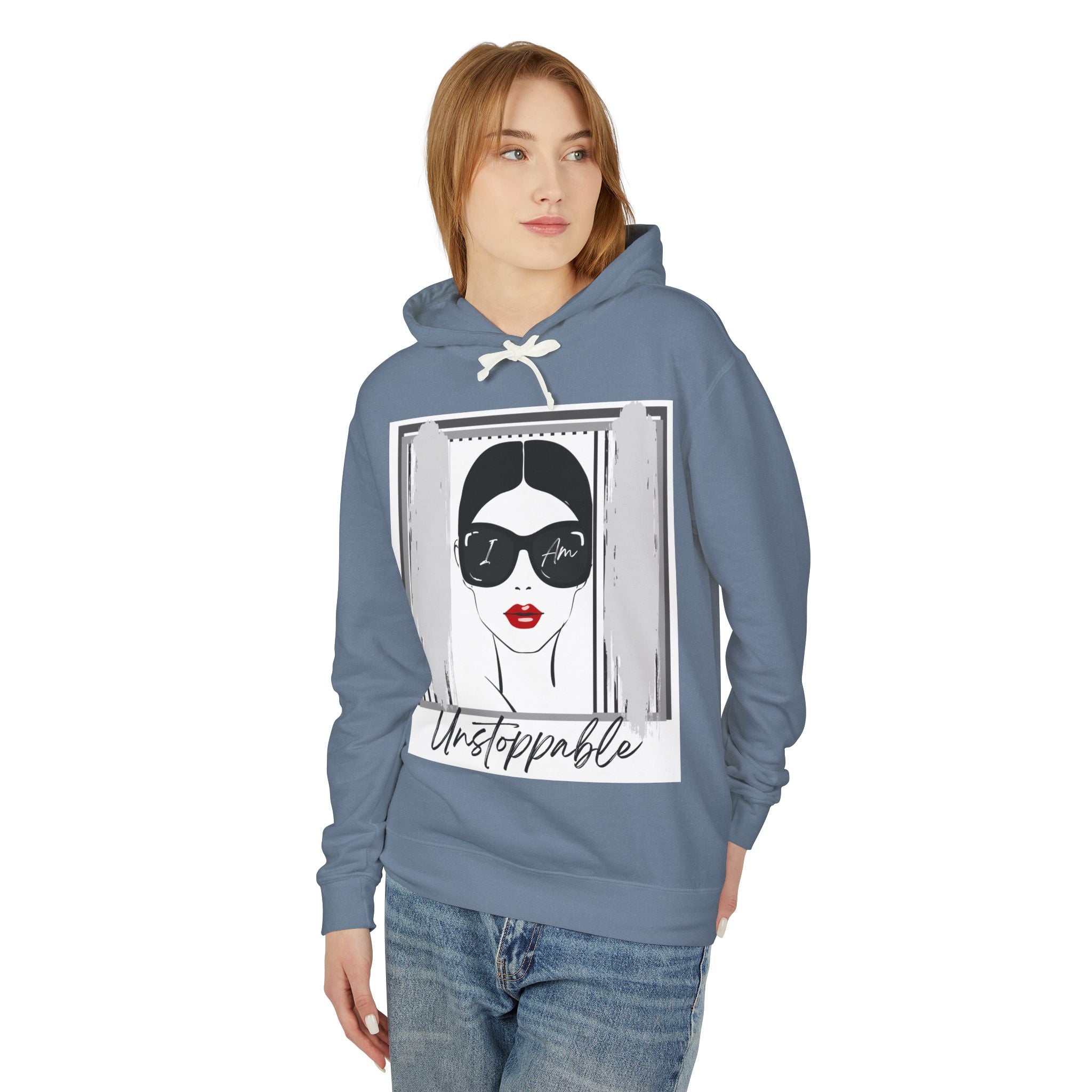 Unstoppable Graphic hoodie with woman's face and sunglasses