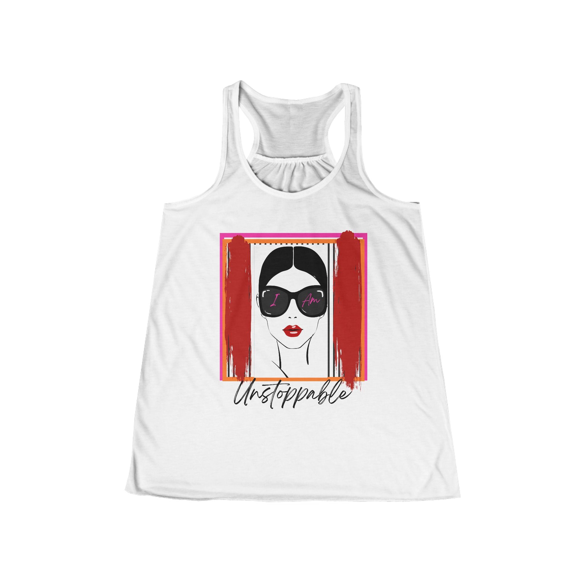 Unstoppable graphic tank top with a woman's face and sunglasses