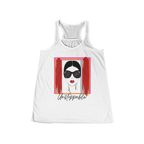 Unstoppable graphic tank top with a woman's face and sunglasses