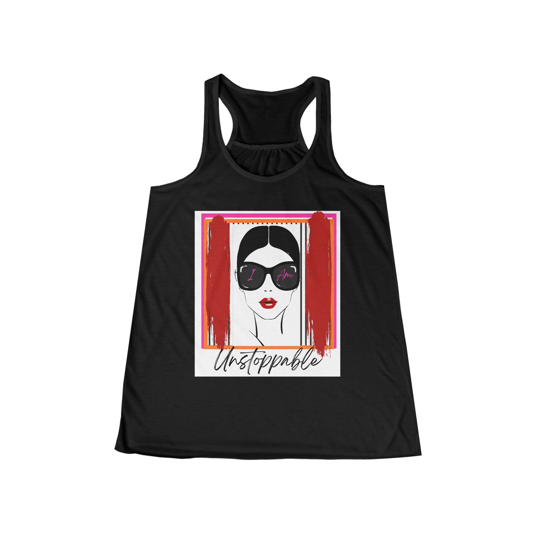 Unstoppable graphic tank top with a woman's face and sunglasses