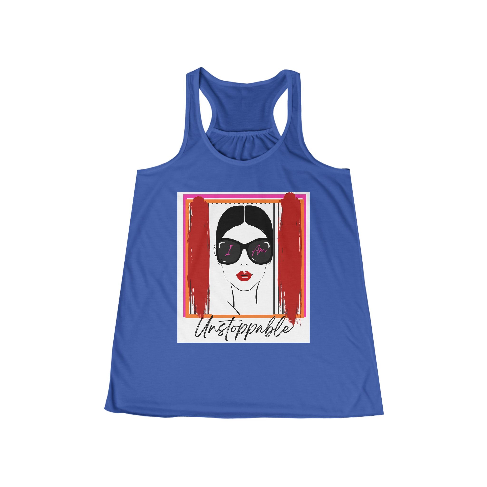 Unstoppable graphic tank top with a woman's face and sunglasses
