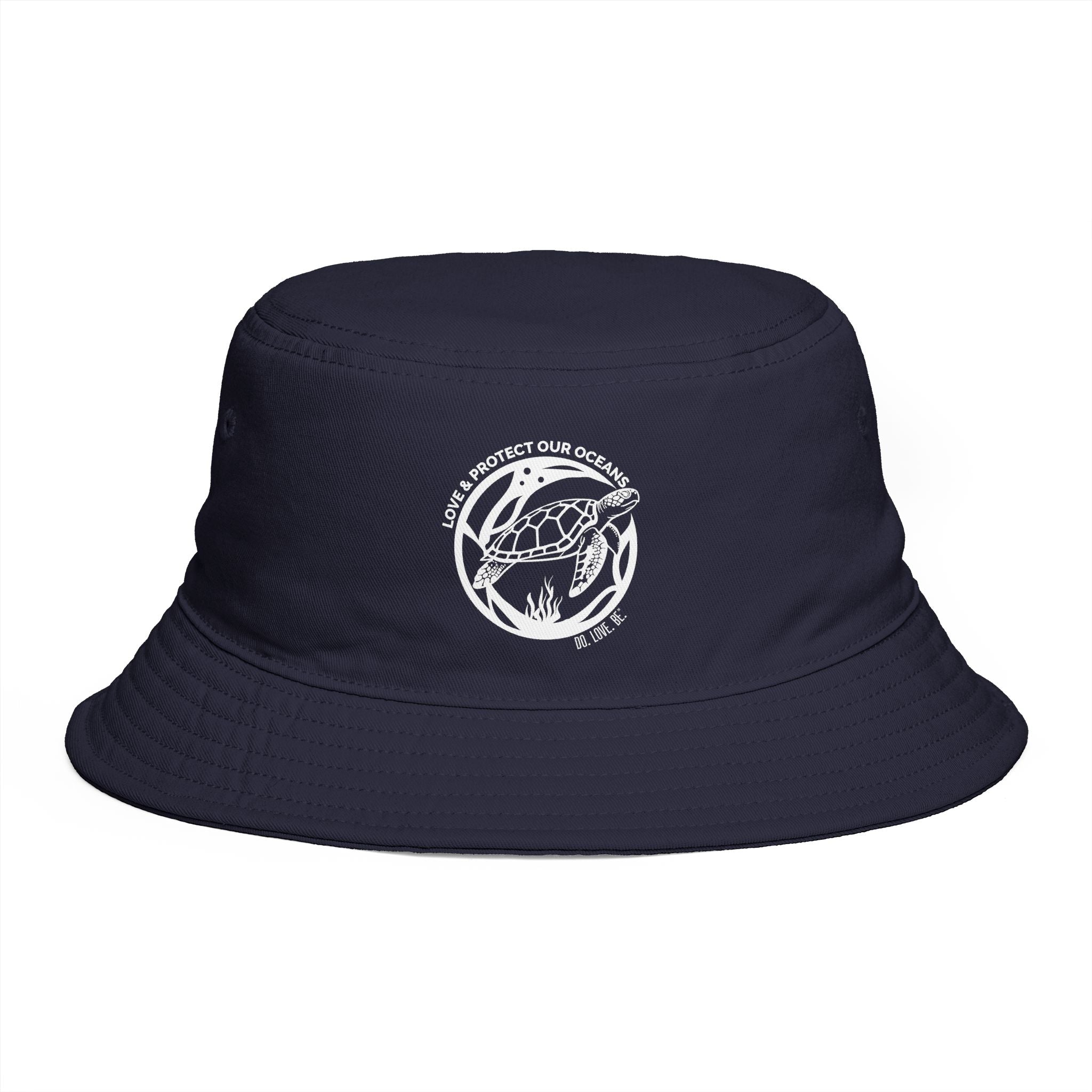 Sea Turtle Bucket Hat for Women, Ocean Conservation White