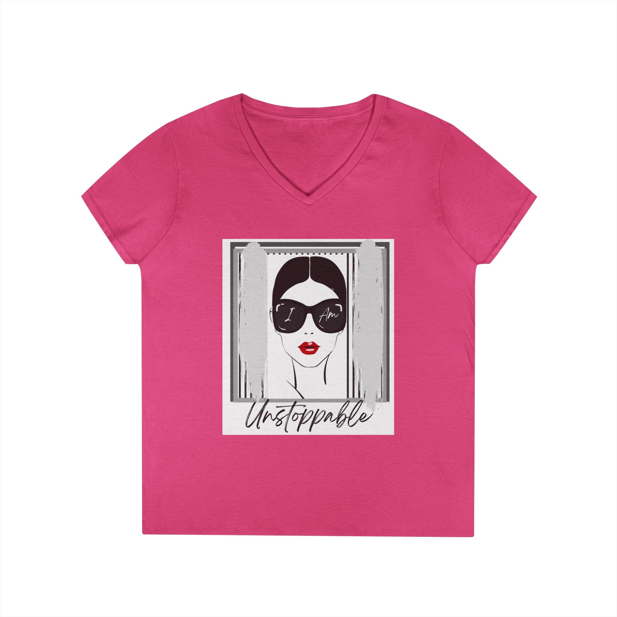 Unstoppable Graphic tee with a woman's face and sunglasses