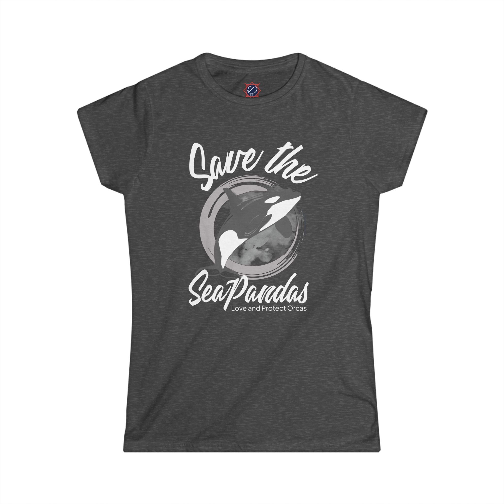 Save the Sea Pandas Tee — Women's Orca Conservation T‑Shirt: Grey