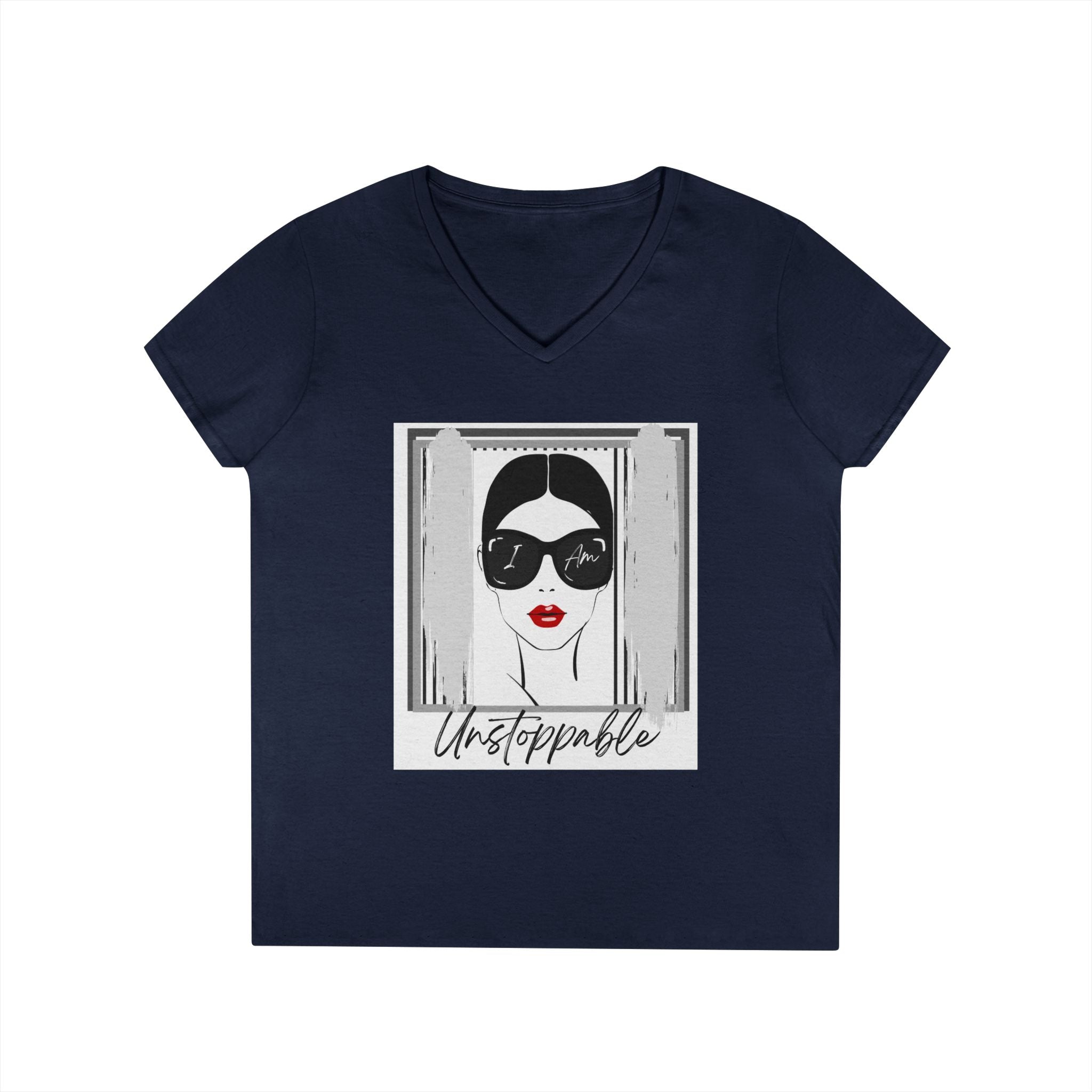Unstoppable Graphic tee with a woman's face and sunglasses