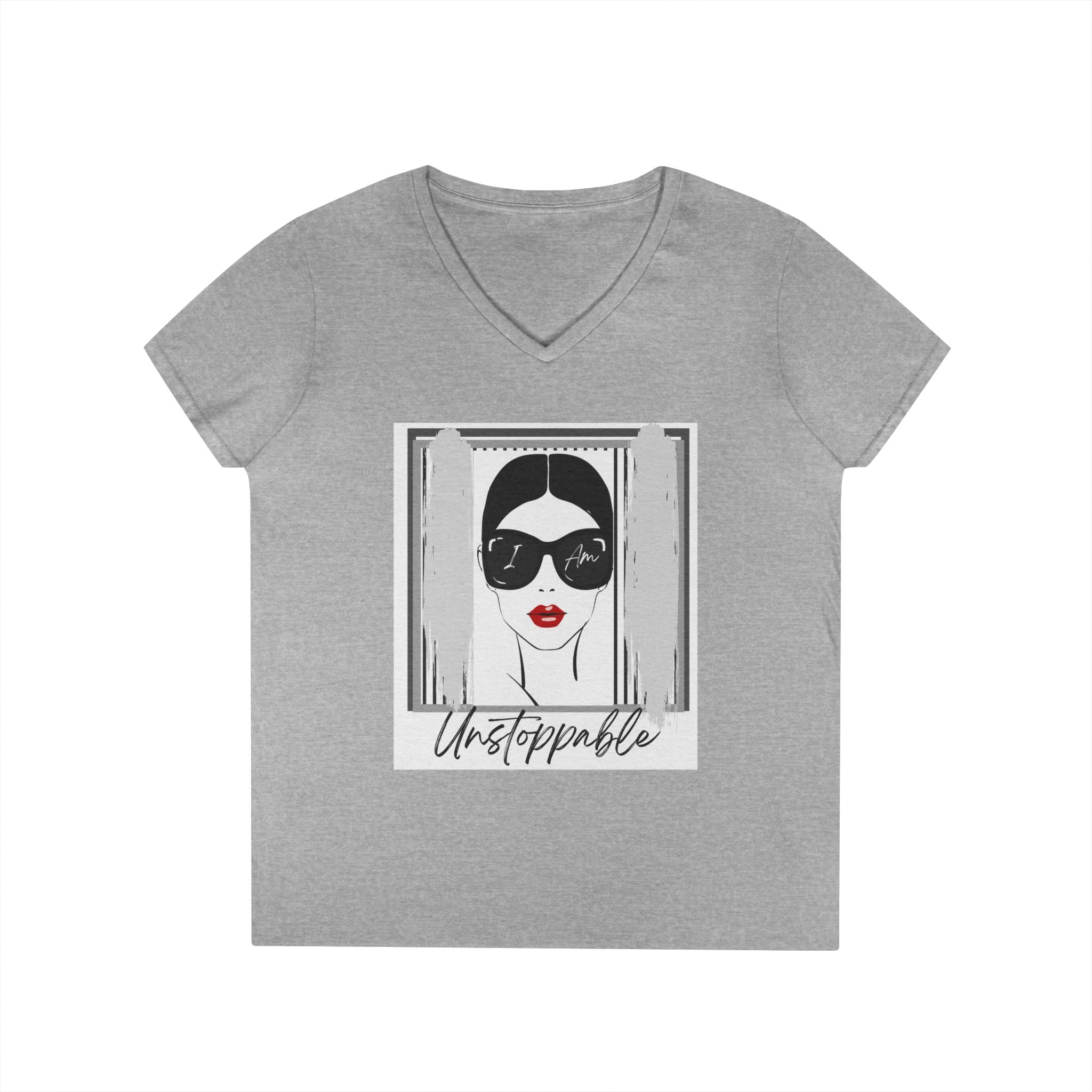 Unstoppable Graphic tee with a woman's face and sunglasses