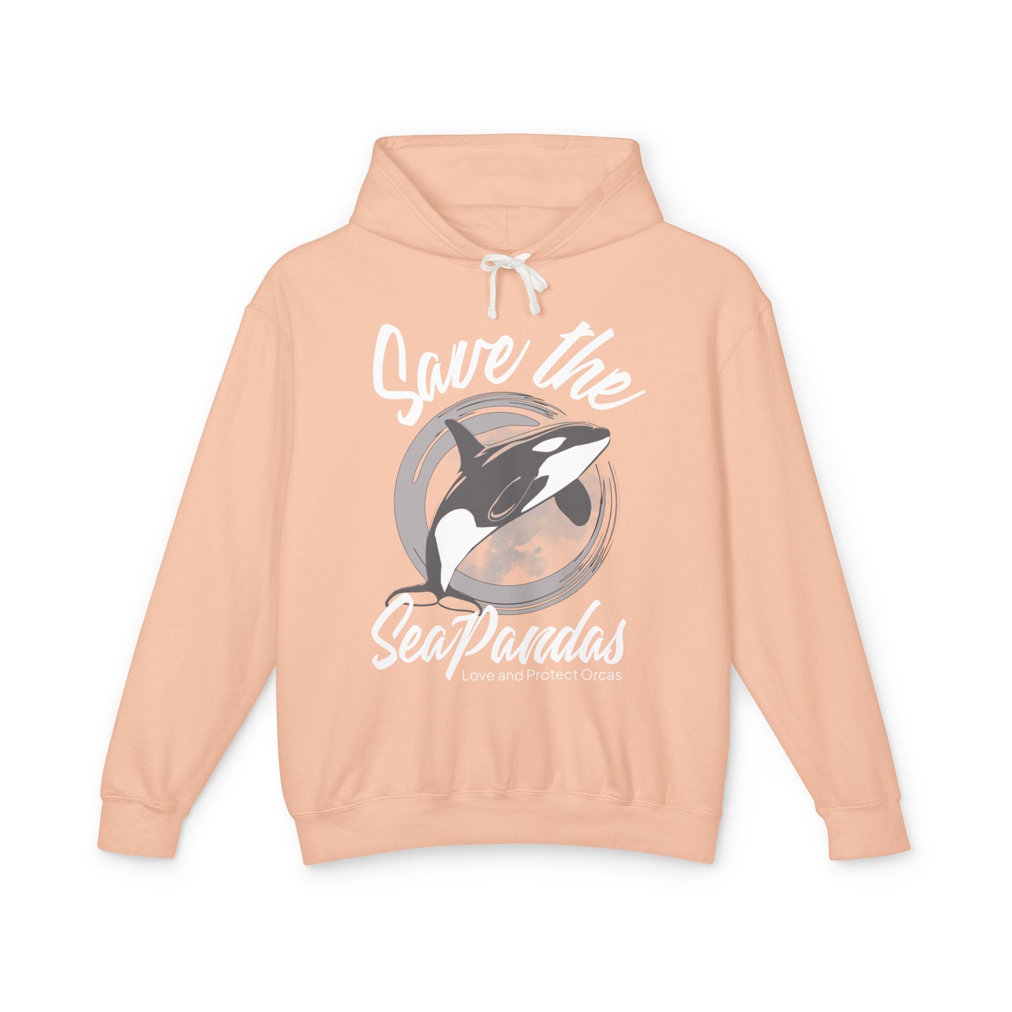 Save the Sea Pandas (Orcas) Fashion Hoodie — Orca Whale Graphic Pullover: Grey