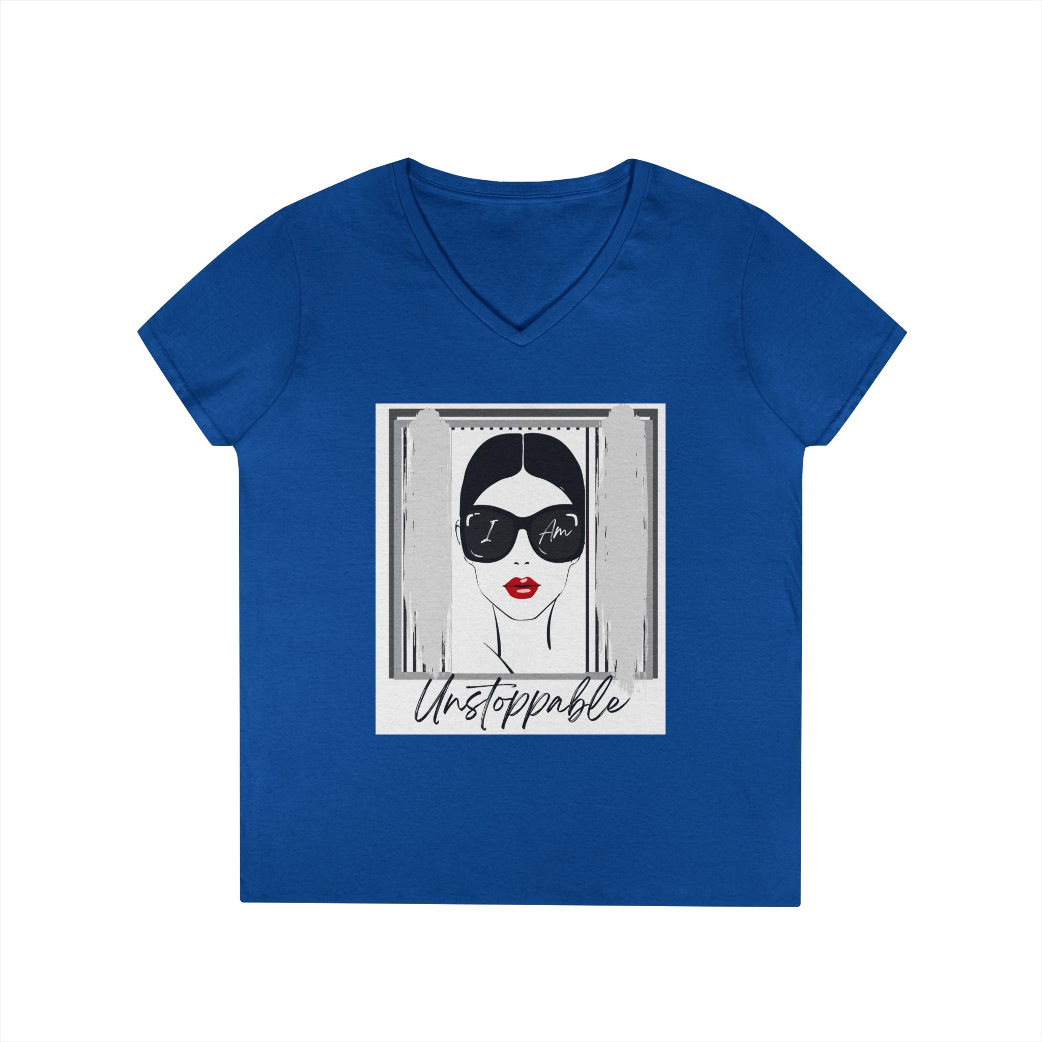 Unstoppable Graphic tee with a woman's face and sunglasses