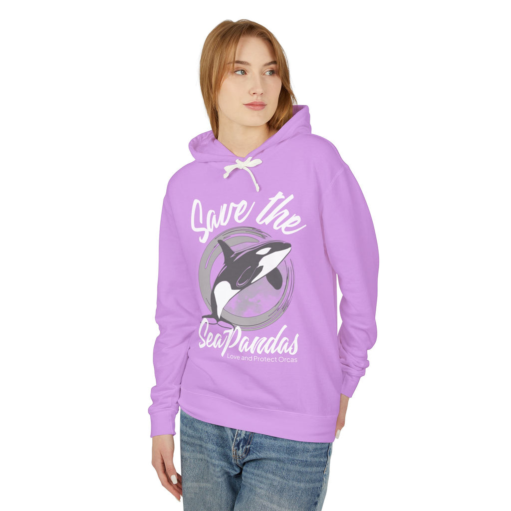 Save the Sea Pandas (Orcas) Fashion Hoodie — Orca Whale Graphic Pullover: Grey