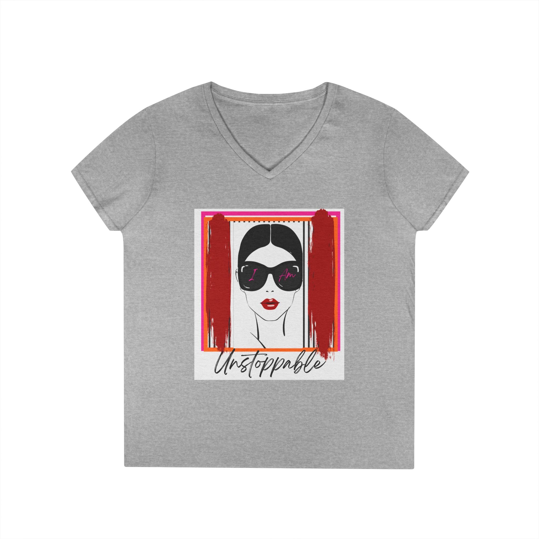 Unstoppable Graphic tee with a woman's face and sunglasses