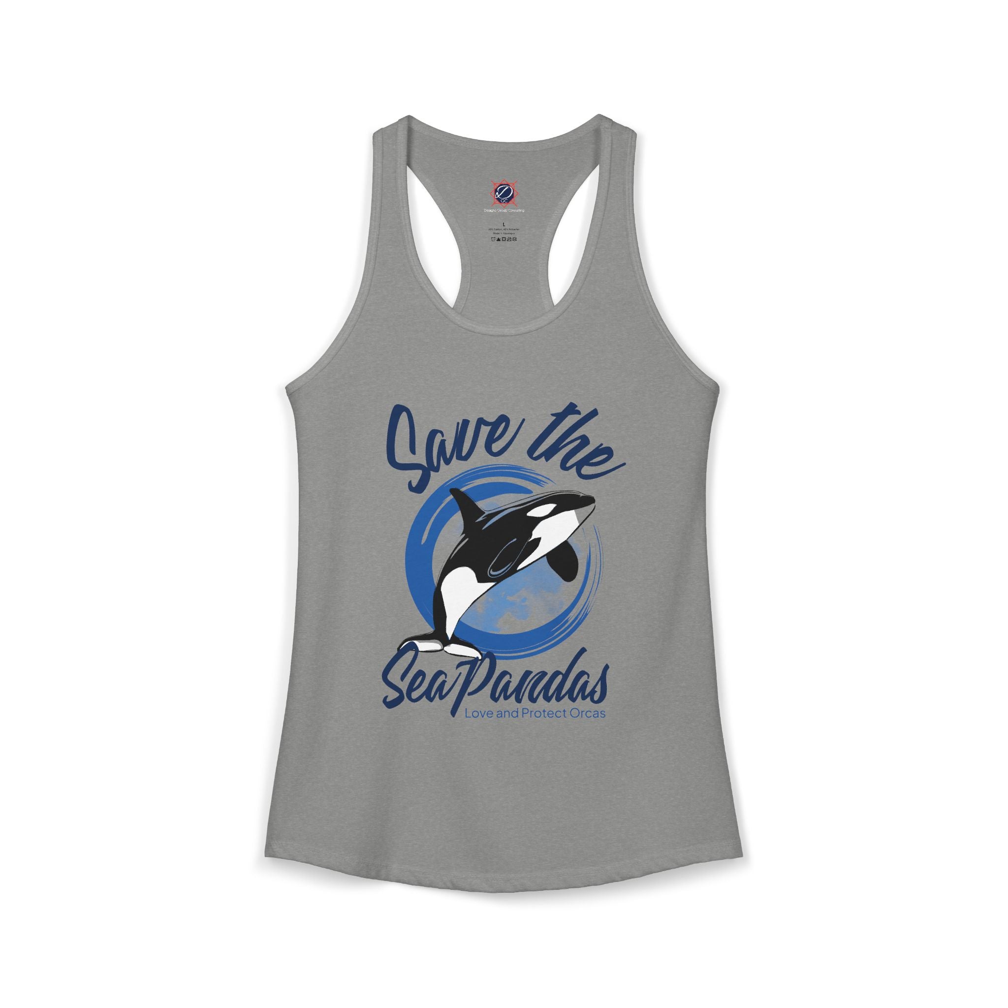 Save the Sea Pandas (Orcas) Ideal Racerback Graphic Tank Top