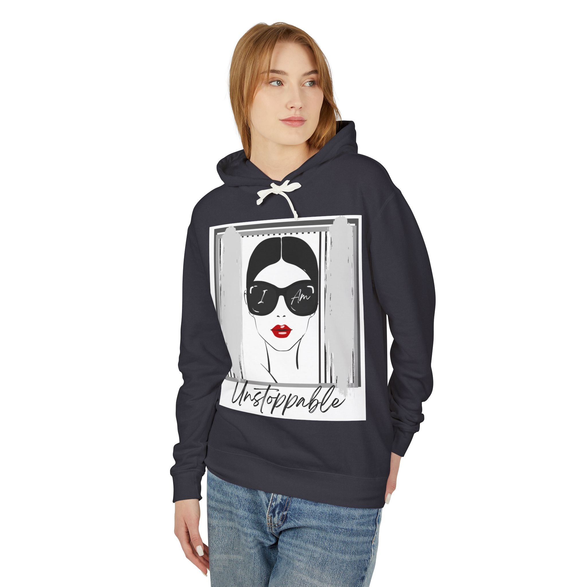 Unstoppable Graphic hoodie with woman's face and sunglasses