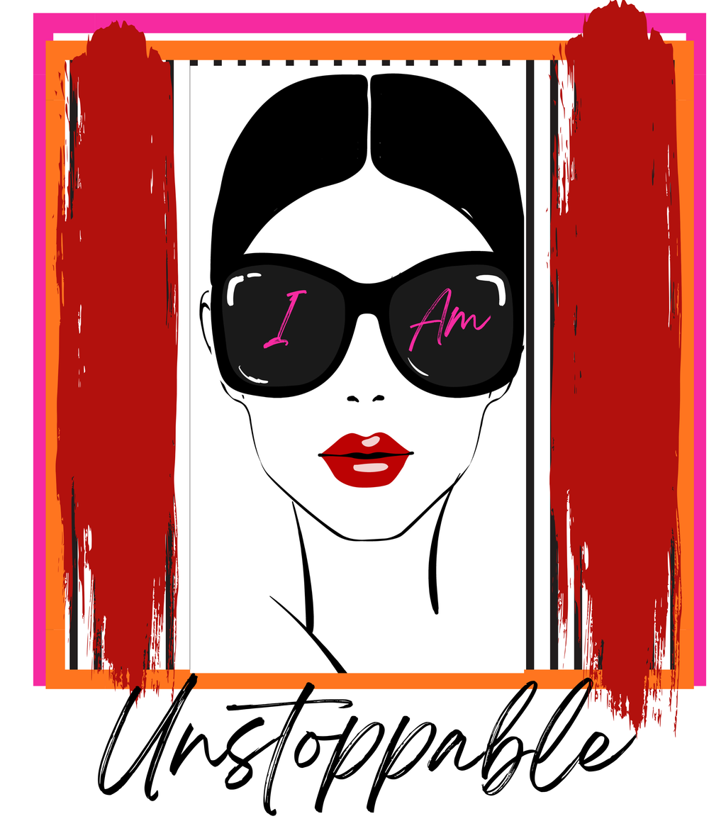Unstoppable woman's face with sunglasses graphic tank top by Apparel DLB