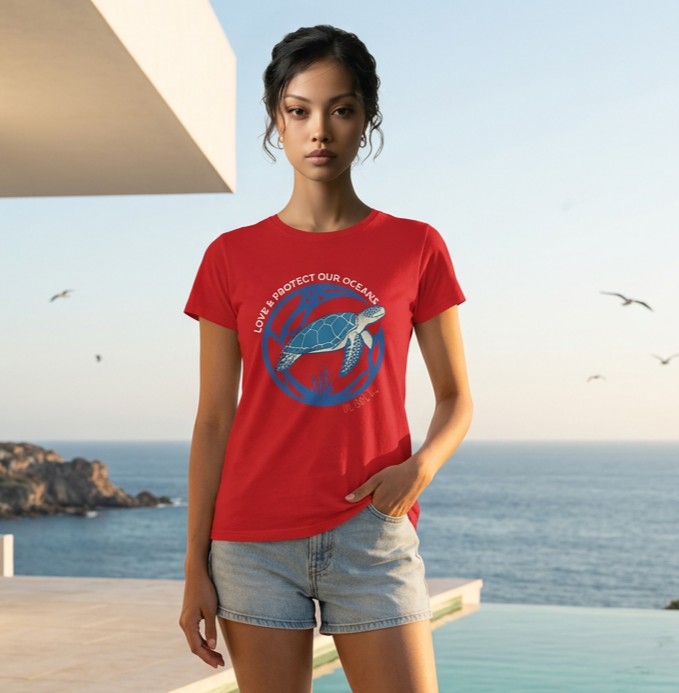 Sea Turtle Womens Graphic Tee - Dark Color Design