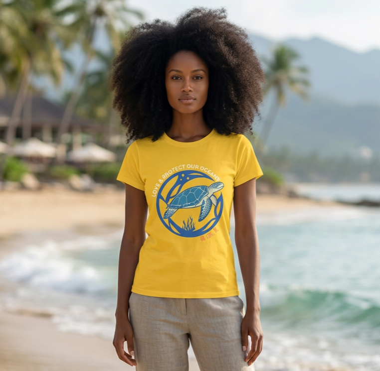 Sea Turtle Womens Graphic Tee - Dark Color Design