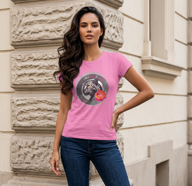 Force of Nature Womens Leopard Graphic Tee - White Unstoppable Graphic Leopard T-shirt: Grey