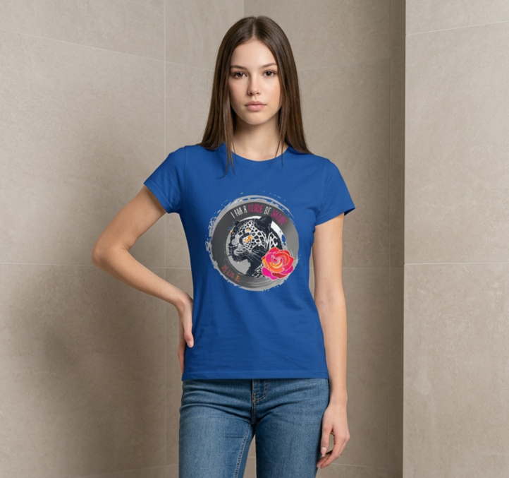 Force of Nature Womens Leopard Graphic Tee - White Unstoppable Graphic Leopard T-shirt: Grey