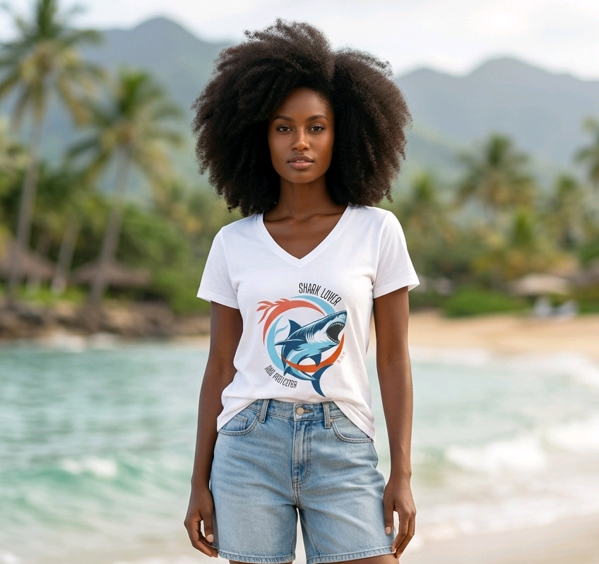 Great White Shark Graphic Tee for Women by DO. BE. LOVE. Apparel