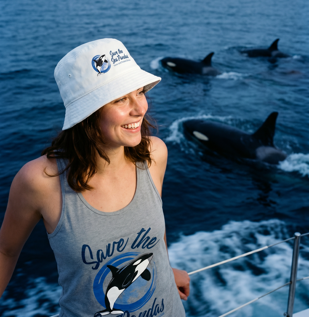 Bucket Hat for Women, Save the Sea Pandas Ocean Conservation, Orca Bucket Hat Color