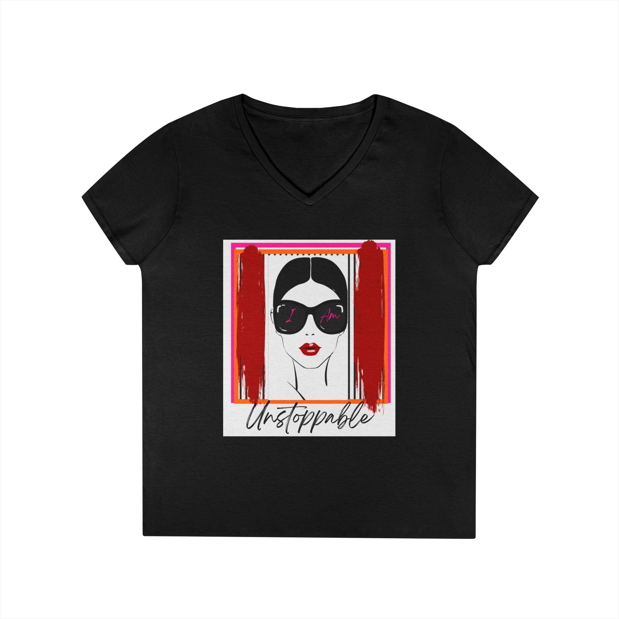 Unstoppable Graphic tee with a woman's face and sunglasses