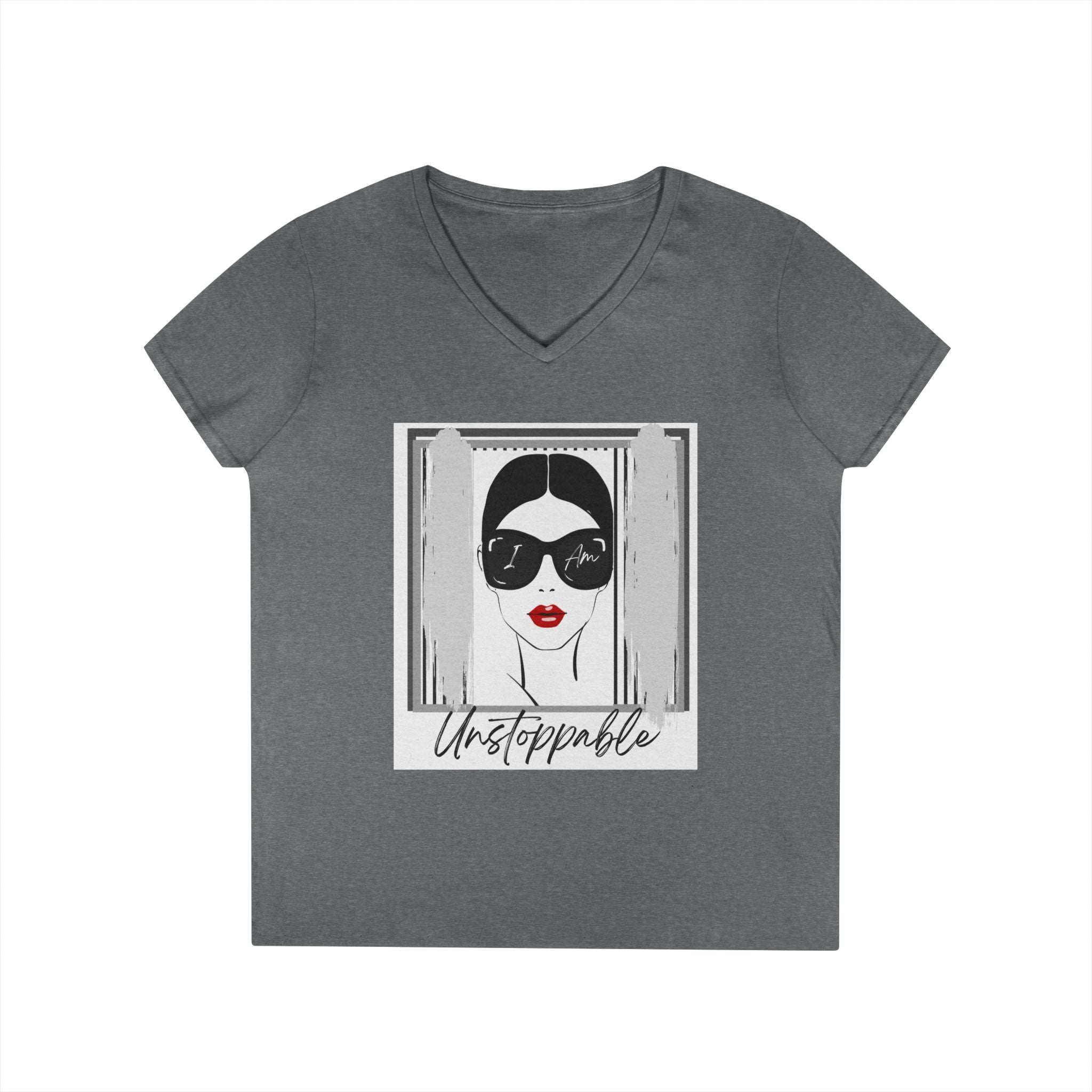 Unstoppable Graphic tee with a woman's face and sunglasses