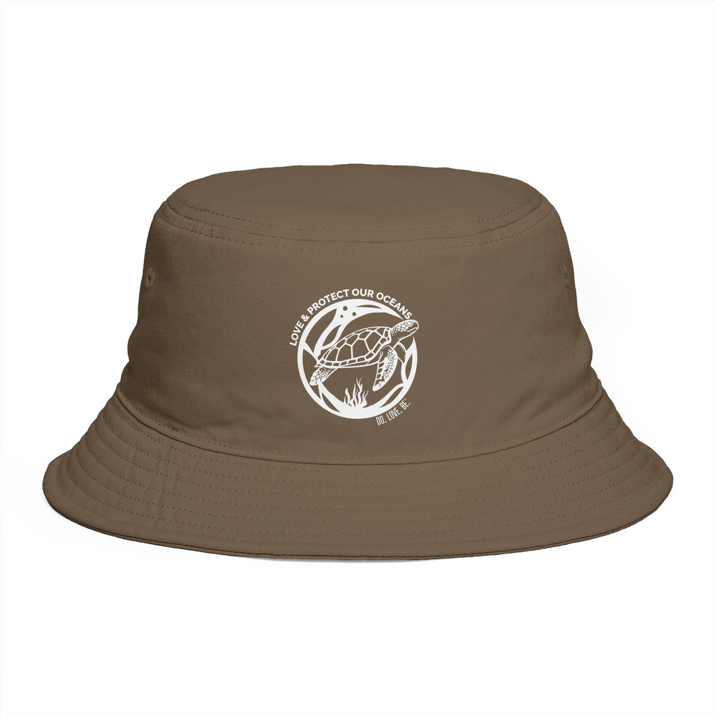 Sea Turtle Bucket Hat for Women, Ocean Conservation White