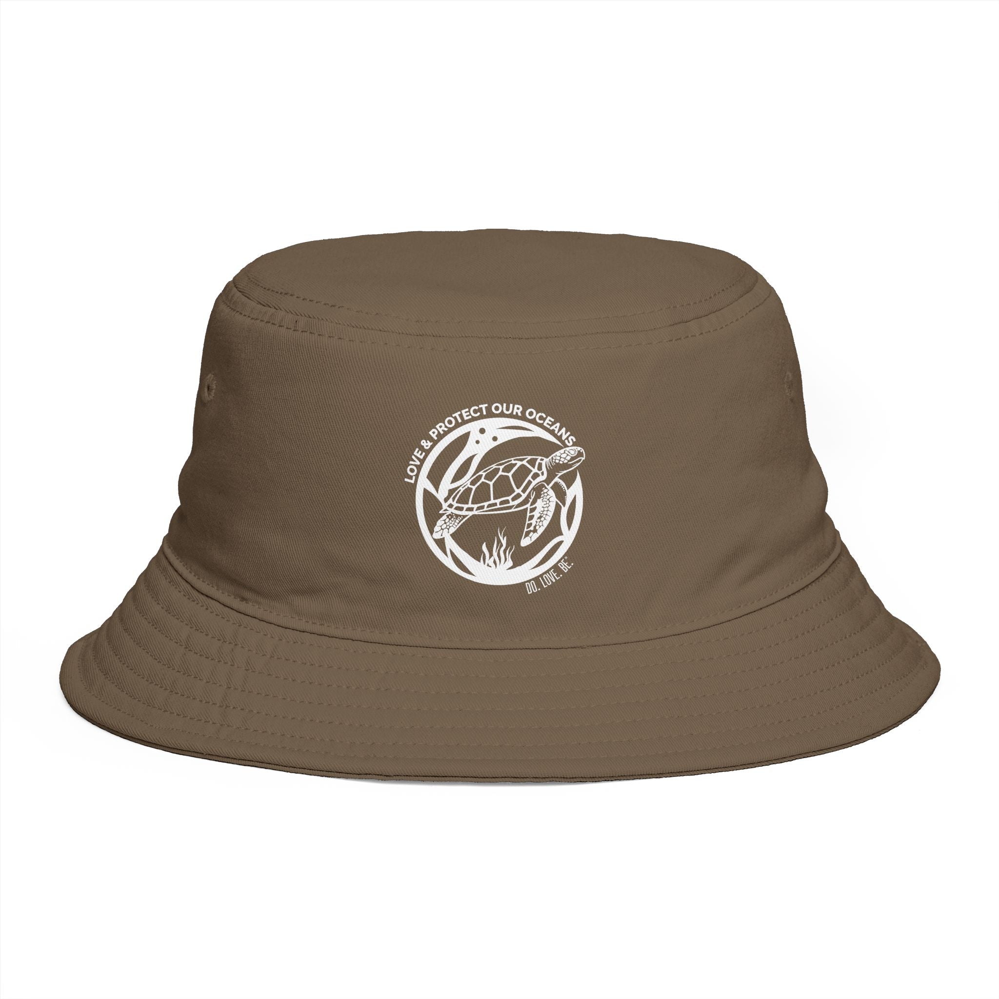 Sea Turtle Bucket Hat for Women, Ocean Conservation White
