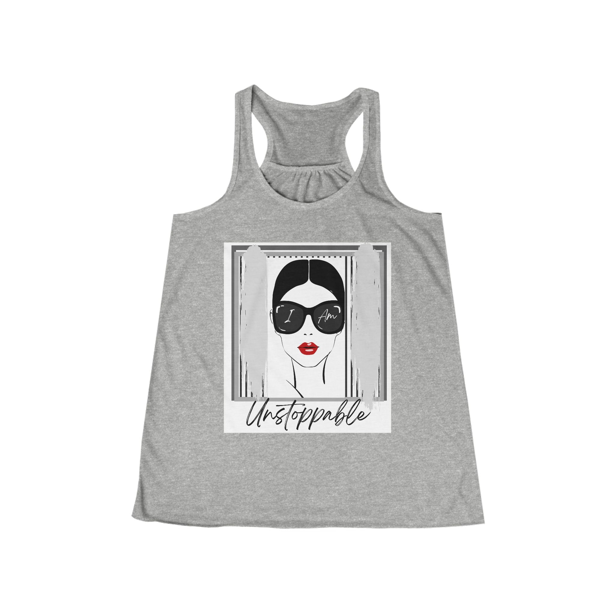Unstoppable Graphic tank top with a woman's face and sunglasses