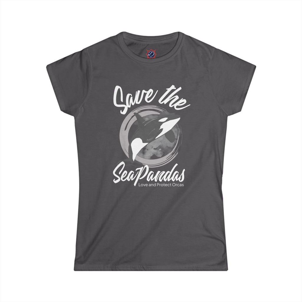 Save the Sea Pandas Tee — Women's Orca Conservation T‑Shirt: Grey