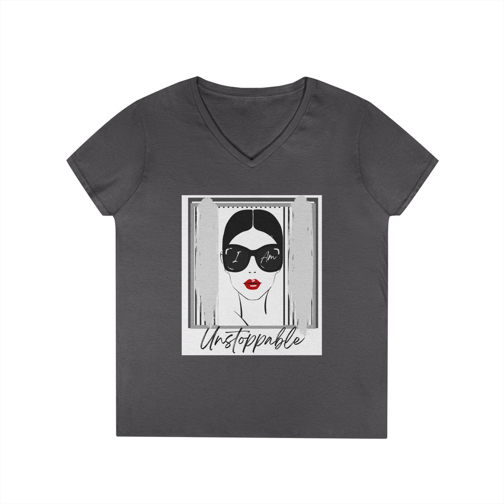 Unstoppable Graphic tee with a woman's face and sunglasses