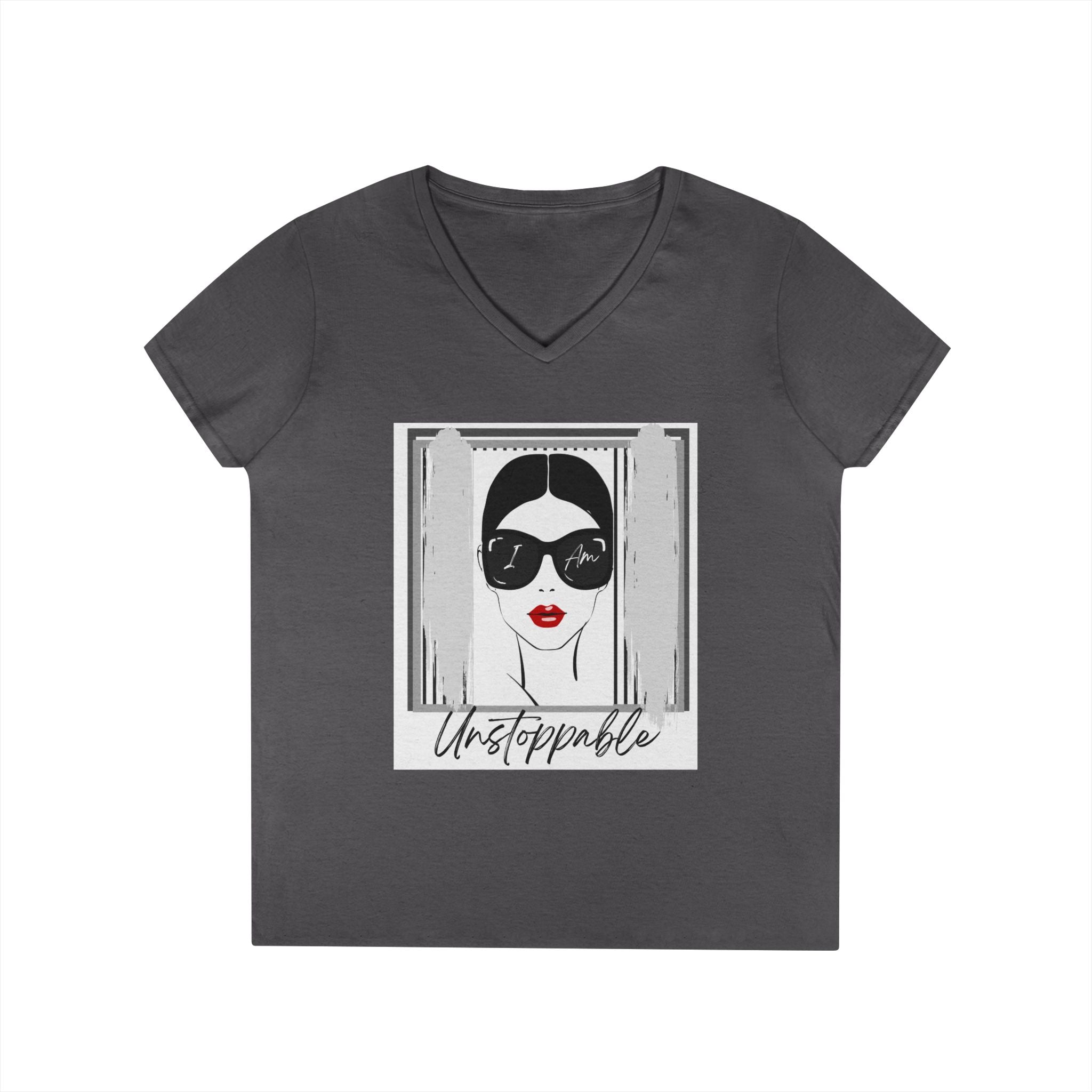 Unstoppable Graphic tee with a woman's face and sunglasses