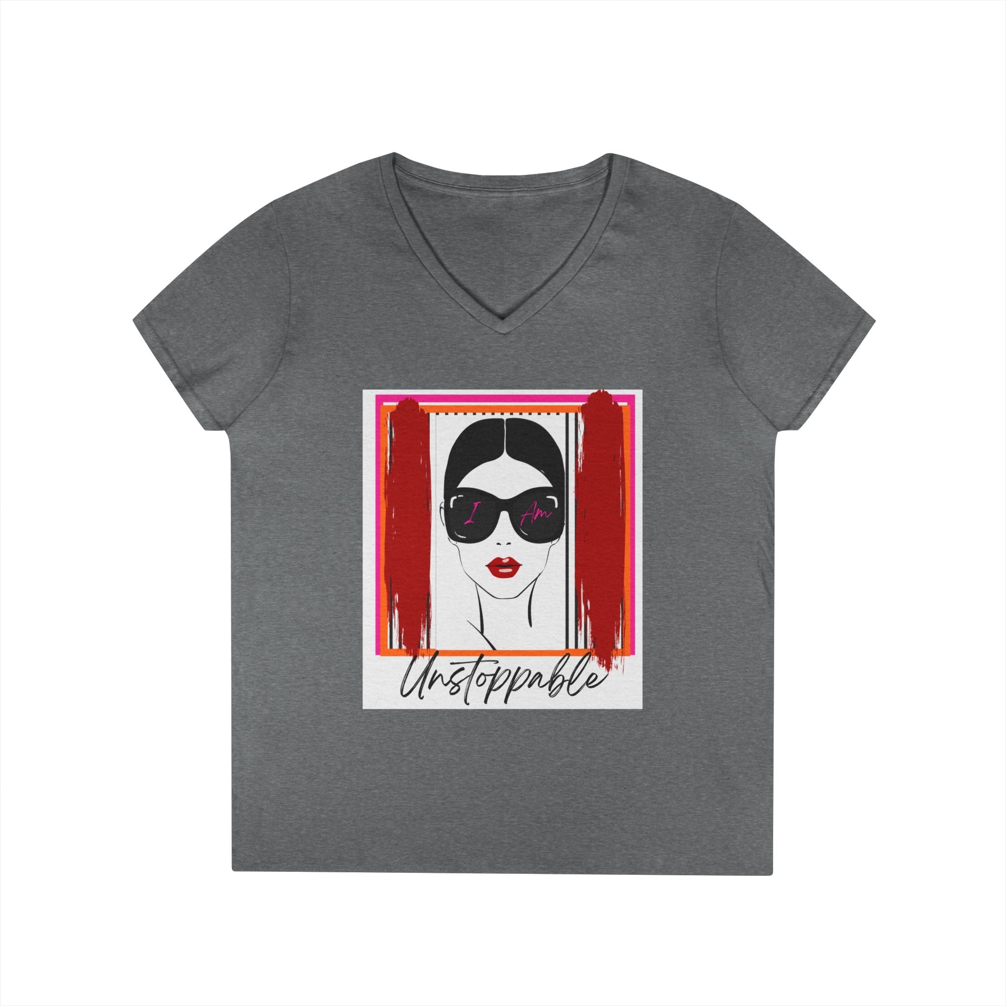 Unstoppable Graphic tee with a woman's face and sunglasses