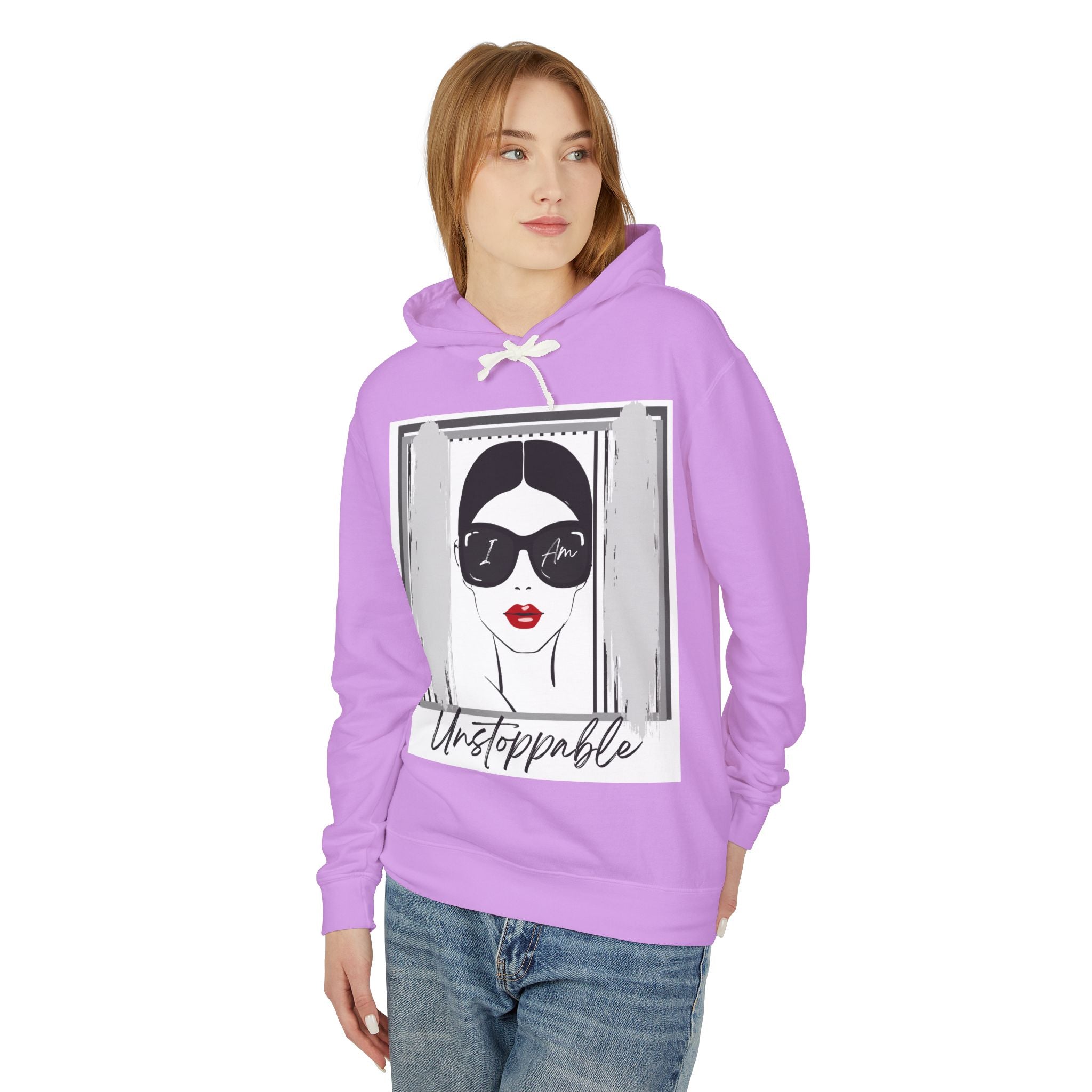 Unstoppable Graphic hoodie with woman's face and sunglasses