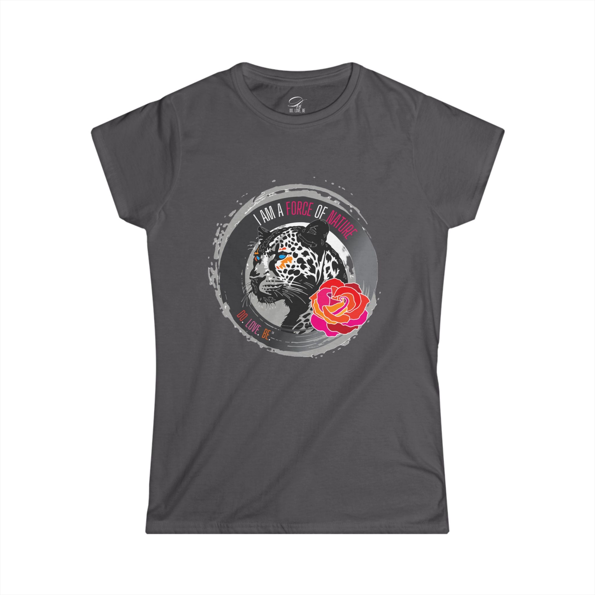Force of Nature Womens Leopard Graphic Tee - White Unstoppable Graphic Leopard T-shirt: Grey