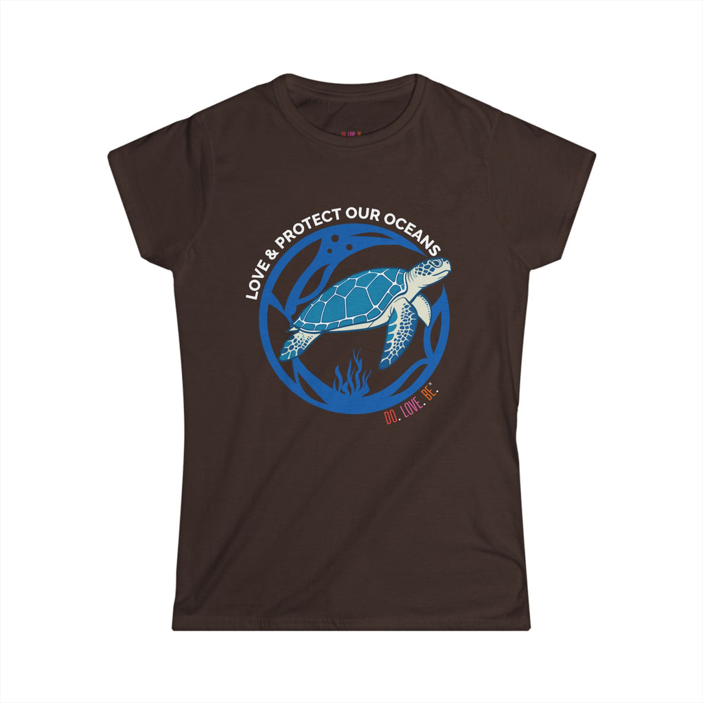 Sea Turtle Womens Graphic Tee - Dark Color Design