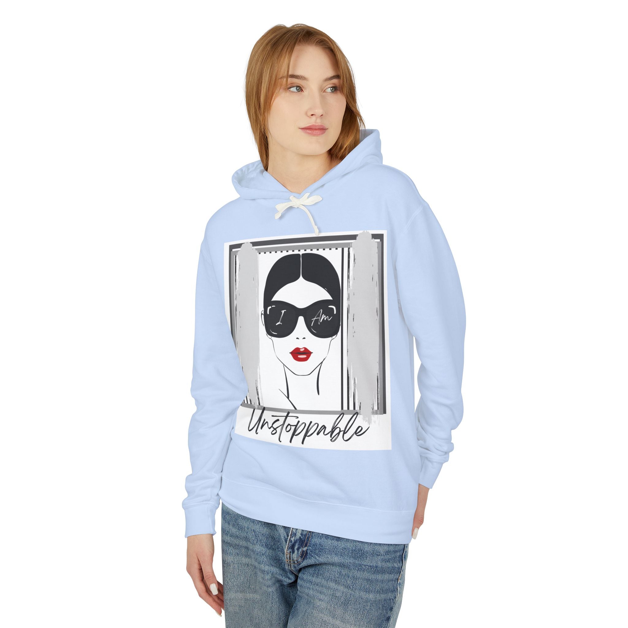 Unstoppable Graphic hoodie with woman's face and sunglasses