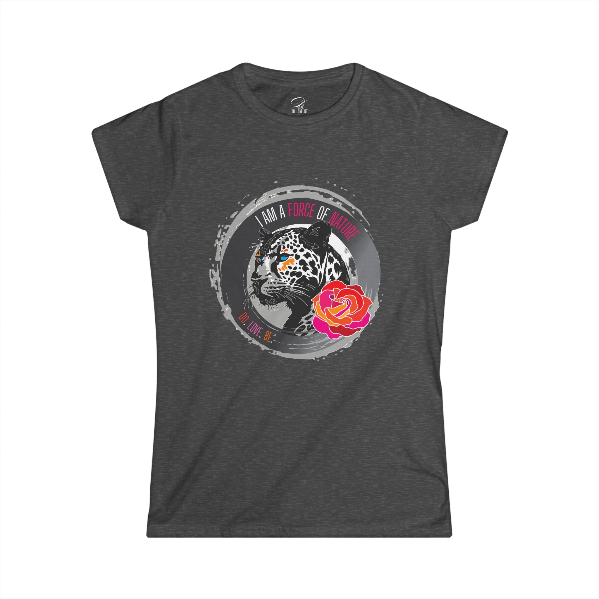 Force of Nature Womens Leopard Graphic Tee - White Unstoppable Graphic Leopard T-shirt: Grey