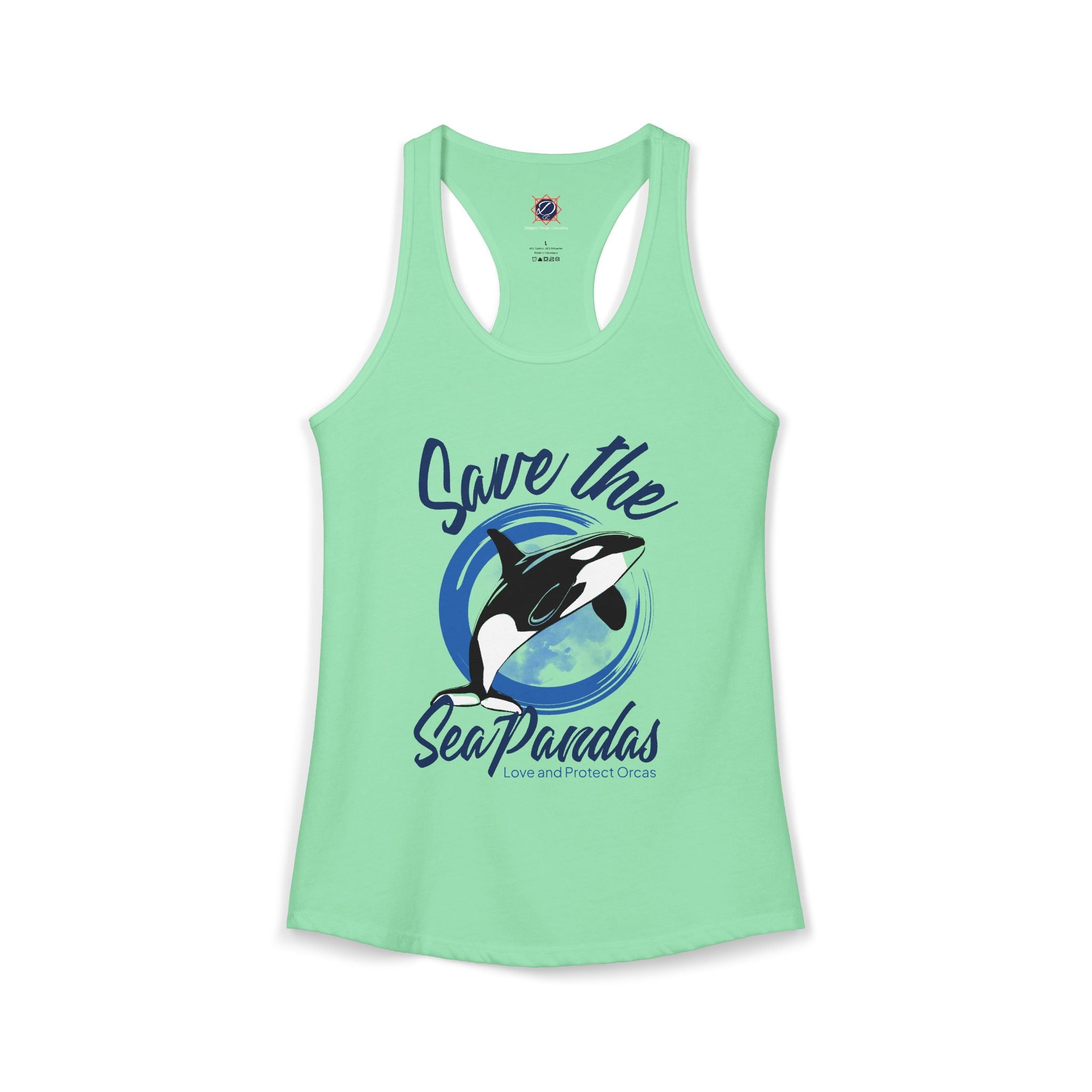 Save the Sea Pandas (Orcas) Ideal Racerback Graphic Tank Top